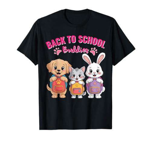 Back to School Buddies Animal Cute Dog Cat Bunny Kids T-Shirt Back to School Buddies Animal Cute Dog Cat Bunny Kids T-Shirt von First Day Of School Cute Animal Kids Outfit