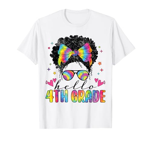Hallo Schwarze Lehrerinnen, Mädchen, Schulanfang, 4. Klasse T-Shirt Hallo Schwarze Lehrerinnen, Mädchen, Schulanfang, 4. Klasse T-Shirt von First Day Of School Hello Fourth 4th Grade Tie Dye
