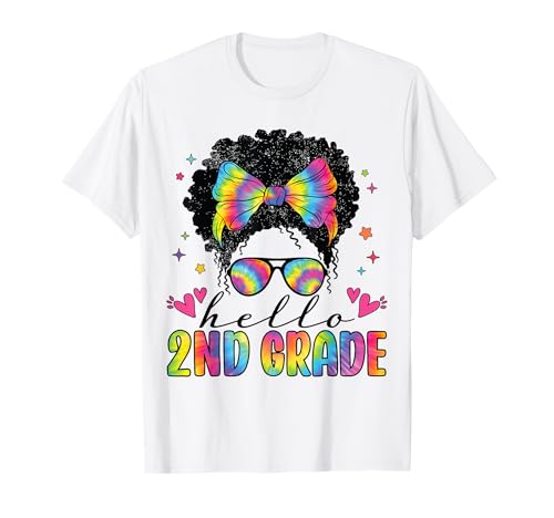 Hallo Schwarze Lehrerinnen, Mädchen, Schulanfang, 2. Klasse T-Shirt Hallo Schwarze Lehrerinnen, Mädchen, Schulanfang, 2. Klasse T-Shirt von First Day Of School Hello Second 2nd Grade Tie Dye