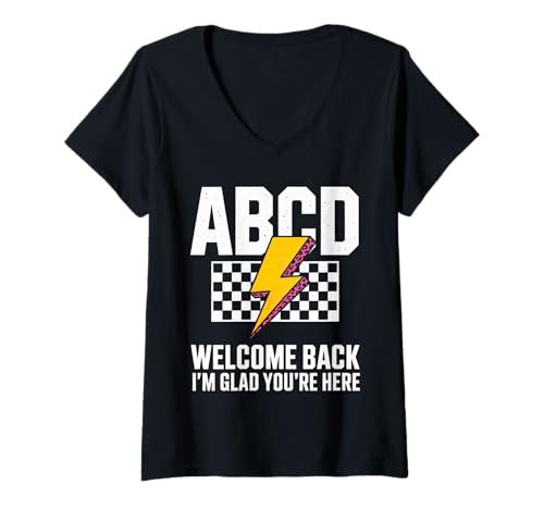 Damen Back to School Teacher Welcome Back I'm Glad You're Here T-Shirt mit V-Ausschnitt Damen Back to School Teacher Welcome Back I'm Glad You're Here T-Shirt mit V-Ausschnitt von First Day Of School Teacher Welcome Back To School