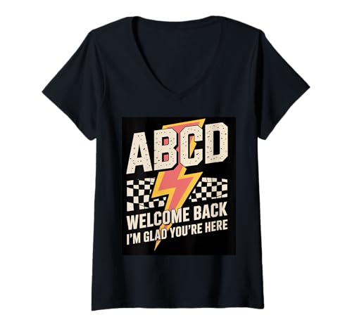 Damen Back to School Teacher Welcome Back I'm Glad You're Here T-Shirt mit V-Ausschnitt Damen Back to School Teacher Welcome Back I'm Glad You're Here T-Shirt mit V-Ausschnitt von First Day Of School Teacher Welcome Back To School