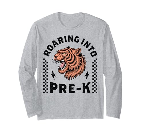 Roaring Into Pre K Tiger, 1. Schulanfang, Junge, Mädchen, Kind Langarmshirt Roaring Into Pre K Tiger, 1. Schulanfang, Junge, Mädchen, Kind Langarmshirt von First Day Rolling Into PreK Funny Dinosaur Tiger