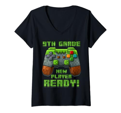 Damen Erster Tag der 9. Klasse — Bereit für den 1. Tag der 9. Klasse T-Shirt mit V-Ausschnitt Damen Erster Tag der 9. Klasse — Bereit für den 1. Tag der 9. Klasse T-Shirt mit V-Ausschnitt von First Day of 1st School Grade Shirt
