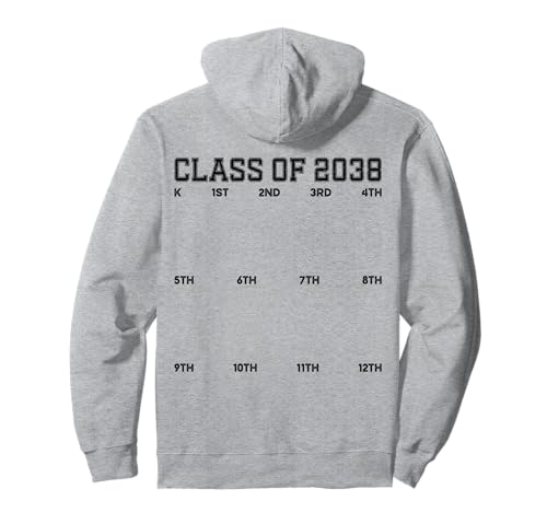 Class of 2038 Grow with Me Shirt 2038, handbedruckt, für Kinder von K bis 12 Pullover Hoodie von First Day of Kindergarten 2038 Handprint Girl Boy