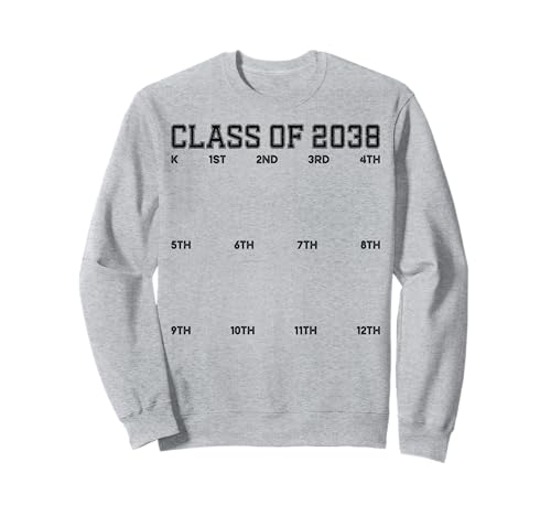 Class of 2038 Grow with Me Shirt 2038, handbedruckt, für Kinder von K bis 12 Sweatshirt Class of 2038 Grow with Me Shirt 2038, handbedruckt, für Kinder von K bis 12 Sweatshirt von First Day of Kindergarten 2038 Handprint Girl Boy