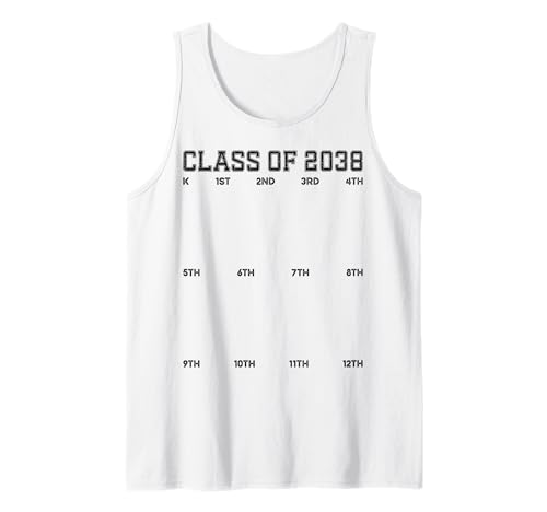 Class of 2038 Grow with Me Shirt 2038, handbedruckt, für Kinder von K bis 12 Tank Top Class of 2038 Grow with Me Shirt 2038, handbedruckt, für Kinder von K bis 12 Tank Top von First Day of Kindergarten 2038 Handprint Girl Boy