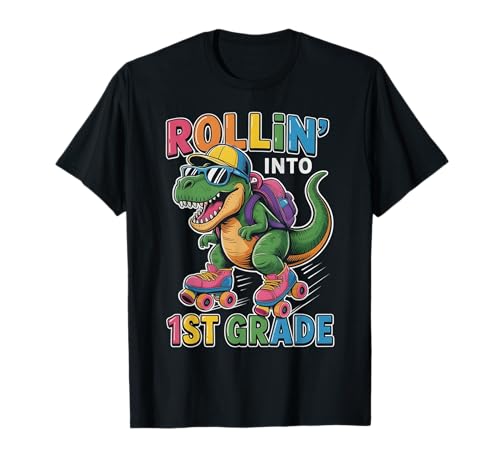 T Rex Rollin geht in die 1. Klasse. Zurück zur Schule, Jungen T-Shirt T Rex Rollin geht in die 1. Klasse. Zurück zur Schule, Jungen T-Shirt von First Day of School Back to School Trex Gifts Kids