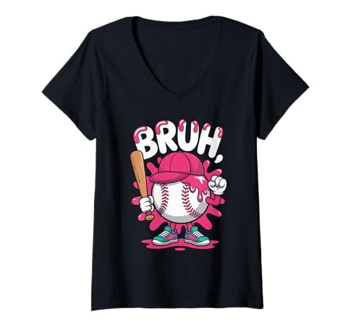 Damen Bruh Baseball -EIS Tropf Pastell süßes Jugend Baseball T-Shirt mit V-Ausschnitt Damen Bruh Baseball -EIS Tropf Pastell süßes Jugend Baseball T-Shirt mit V-Ausschnitt von First Day of School Boys Girls Baseball Cool Tee