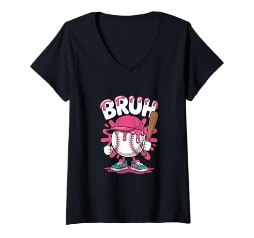 Damen Bruh Baseball -EIS Tropf Pastell süßes Jugend Baseball T-Shirt mit V-Ausschnitt Damen Bruh Baseball -EIS Tropf Pastell süßes Jugend Baseball T-Shirt mit V-Ausschnitt von First Day of School Boys Girls Baseball Cool Tee