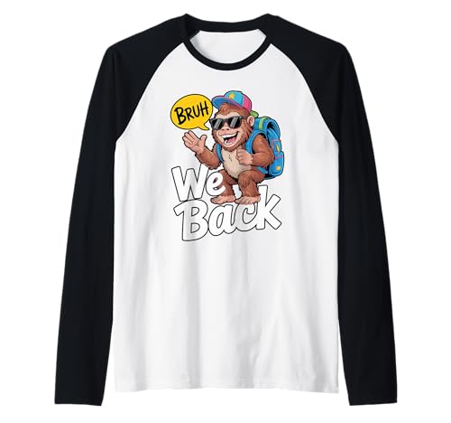 Bruh wir kehren lustige Jungs Bigfoot zurück zur Schule 2025 Raglan Bruh wir kehren lustige Jungs Bigfoot zurück zur Schule 2025 Raglan von First Day of School Boys Girls Women Men Cool Tee