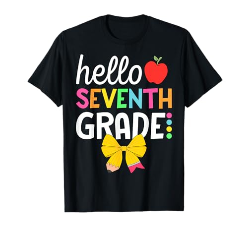 Hallo Mädchen der siebten Klasse, Kokette, 7. Klasse, zurück zur Schule T-Shirt Hallo Mädchen der siebten Klasse, Kokette, 7. Klasse, zurück zur Schule T-Shirt von First Day of School Girls Coquette Bow Tee
