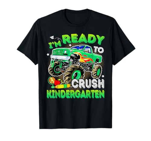 Ich Bin bereit, den Kindergarten Monster Truck Boys am ersten Tag zu vernichten T-Shirt von First Day of School Monster Truck Outfit Women Men