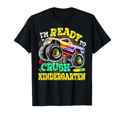 Ich Bin bereit, den Kindergarten Monster Truck Boys am ersten Tag zu vernichten T-Shirt von First Day of School Monster Truck Outfit Women Men