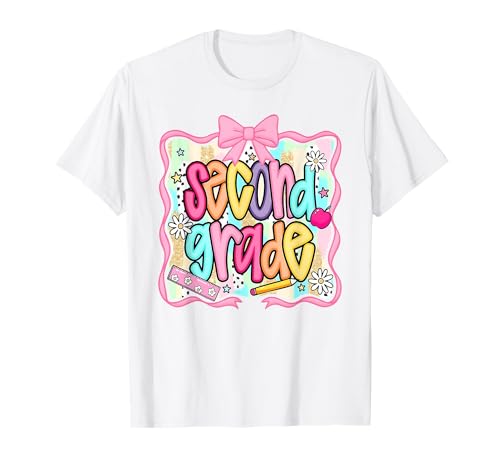 Blumenkokette der zweiten Klasse, Mädchen der zweiten Klasse, zurück zur Schule T-Shirt von First Day of School Outfit Boys Girls Women Men