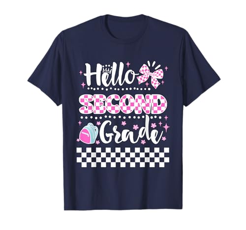 Hello Second Grade Coquette Back to School Teacher Girls T-Shirt von First Day of Second Grade Cute Coquette Aesthetic