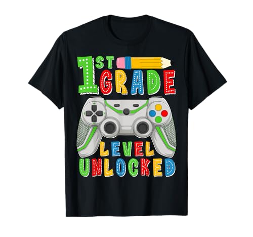 First Grade Level Unlocked Back to School Gamer Boys Kid 1 T-Shirt First Grade Level Unlocked Back to School Gamer Boys Kid 1 T-Shirt von First Grade Level Unlocked Gamer Designs Co.
