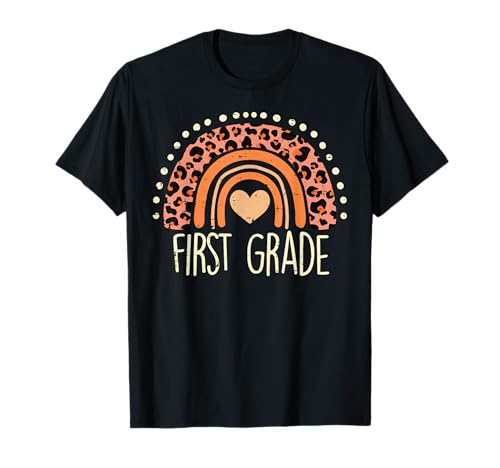 Erster Klasse Regenbogen Leopard Erster Schultag Lehrer Mädchen T-Shirt von First Grade Shirts Back To School Boys Girls Gift