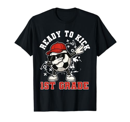 Ready to Kick 1. Klasse Fußball Jungen erster Schultag T-Shirt Ready to Kick 1. Klasse Fußball Jungen erster Schultag T-Shirt von First Grade Soccer School Tees