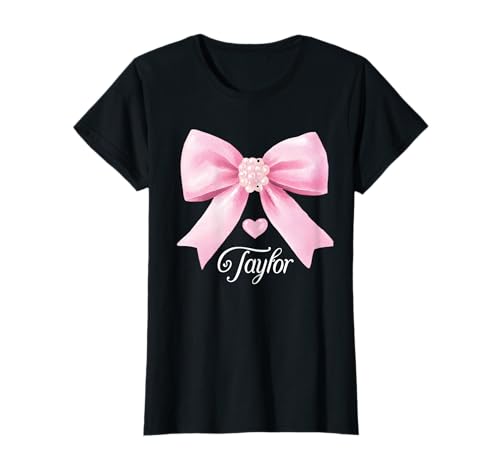 Niedliche Taylor Vorname, Teenager, Mädchen, Frauen, rosa Herzschleife T-Shirt Niedliche Taylor Vorname, Teenager, Mädchen, Frauen, rosa Herzschleife T-Shirt von First Name Gifts