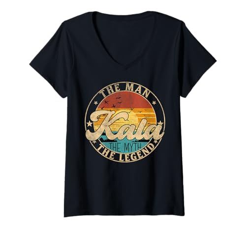 Damen KALA The Man The Myth The Legend First Name T-Shirt mit V-Ausschnitt Damen KALA The Man The Myth The Legend First Name T-Shirt mit V-Ausschnitt von First Name Vintage Retro Surname Last Name