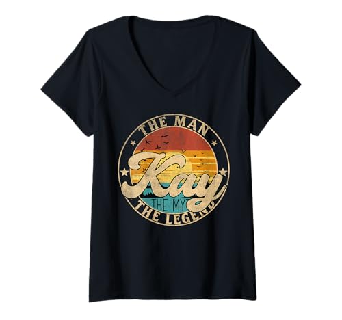 Damen KAY The Man The Myth The Legend First Name T-Shirt mit V-Ausschnitt Damen KAY The Man The Myth The Legend First Name T-Shirt mit V-Ausschnitt von First Name Vintage Retro Surname Last Name