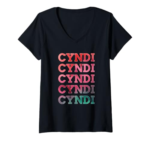 Damen Personalisierter Name Cyndi I Love Cyndi Vintage T-Shirt mit V-Ausschnitt Damen Personalisierter Name Cyndi I Love Cyndi Vintage T-Shirt mit V-Ausschnitt von First Names Apparel vintage Retro Style