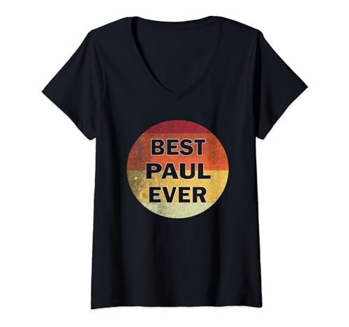 Damen Personalisierter Name Paul I love Paul Retro Vintage Style T-Shirt mit V-Ausschnitt Damen Personalisierter Name Paul I love Paul Retro Vintage Style T-Shirt mit V-Ausschnitt von First Names Apparel vintage Style