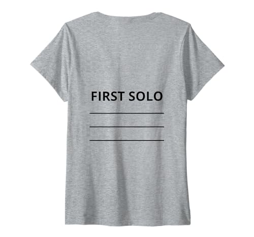 Damen Erster Flugschüler im Allerheckflug im Flugzeug, Fliegender Pilot T-Shirt mit V-Ausschnitt Damen Erster Flugschüler im Allerheckflug im Flugzeug, Fliegender Pilot T-Shirt mit V-Ausschnitt von First Solo Tail