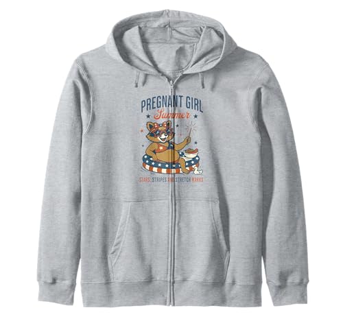 Pregnant Girl Summer Feral Raccoon Lover Funny 4th July Kapuzenjacke Pregnant Girl Summer Feral Raccoon Lover Funny 4th July Kapuzenjacke von First Time Mom Pregnancy Humor Unhinged Raccoon NS