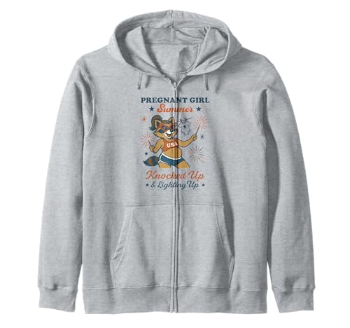 Pregnant Girl Summer Feral Raccoon Lover Funny 4th July Kapuzenjacke Pregnant Girl Summer Feral Raccoon Lover Funny 4th July Kapuzenjacke von First Time Mom Pregnancy Humor Unhinged Raccoon NS