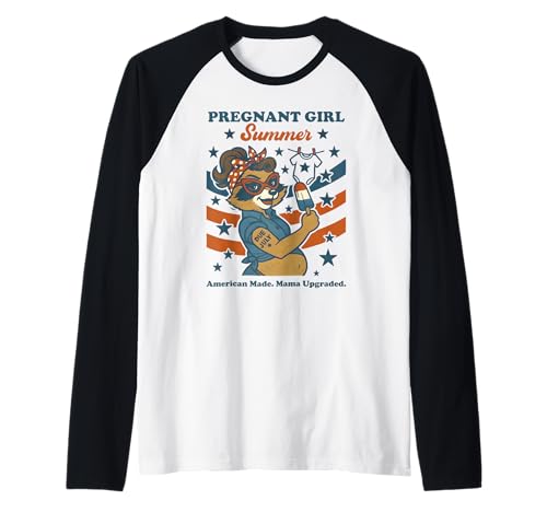 Pregnant Girl Summer Feral Raccoon Lover Funny 4th July Raglan Pregnant Girl Summer Feral Raccoon Lover Funny 4th July Raglan von First Time Mom Pregnancy Humor Unhinged Raccoon NS