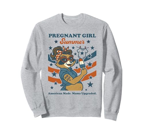 Pregnant Girl Summer Feral Raccoon Lover Funny 4th July Sweatshirt Pregnant Girl Summer Feral Raccoon Lover Funny 4th July Sweatshirt von First Time Mom Pregnancy Humor Unhinged Raccoon NS