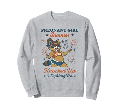 Pregnant Girl Summer Feral Raccoon Lover Funny 4th July Sweatshirt Pregnant Girl Summer Feral Raccoon Lover Funny 4th July Sweatshirt von First Time Mom Pregnancy Humor Unhinged Raccoon NS