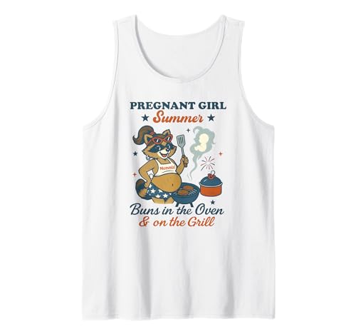 Pregnant Girl Summer Feral Raccoon Lover Funny 4th July Tank Top Pregnant Girl Summer Feral Raccoon Lover Funny 4th July Tank Top von First Time Mom Pregnancy Humor Unhinged Raccoon NS