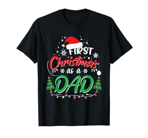 First Xmas Matching Family Costume - Herren T-Shirt Schwarz S Klassisch Crew-Ausschnitt Kurzarm Winter Party Weihnachten Neue Väter, neue Eltern von First Xmas Matching Family Costume