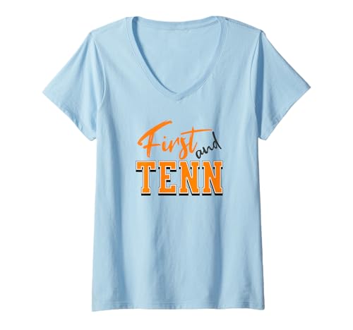 Damen Funny First and Tenn Tennessee Fan. Men's Women's, Kids T-Shirt mit V-Ausschnitt Damen Funny First and Tenn Tennessee Fan. Men's Women's, Kids T-Shirt mit V-Ausschnitt von First and TENN, Tennessee Fan Apparel