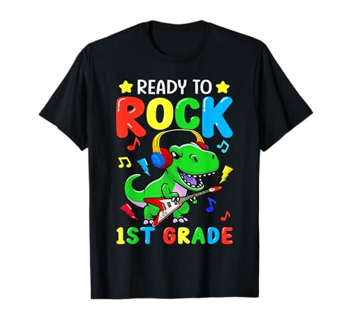 Ready To Rock 1. Klasse Dinosaurier T Rex Back To School Boys T-Shirt Ready To Rock 1. Klasse Dinosaurier T Rex Back To School Boys T-Shirt von First day of 1st First Grade Dinosaur Guitar Rock