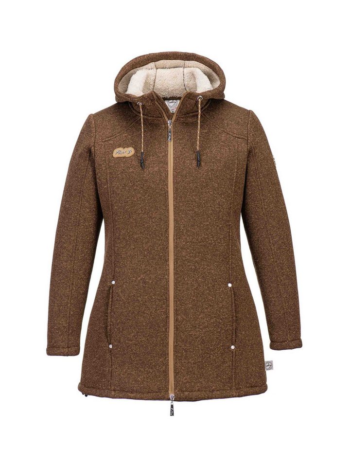 FirstB Kapuzenfleecejacke Damen Strickfleecemantel von FirstB