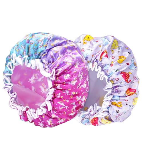 FirstKitchen Duschhaube für Kinder, 2 Stück Kleinkind-Duschhaube, violetter Delfin und Einhorn, 26,7 cm, doppellagige, wasserdichte Duschhaube, wiederverwendbar, niedliche Kinder-Duschhauben für FirstKitchen Duschhaube für Kinder, 2 Stück Kleinkind-Duschhaube, violetter Delfin und Einhorn, 26,7 cm, doppellagige, wasserdichte Duschhaube, wiederverwendbar, niedliche Kinder-Duschhauben für von FirstKitchen