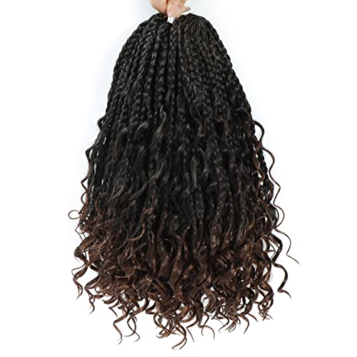 8 Packs Bob Crochet Braids Hair with Curly Ends 10 Inch Crochet Box Braids Pre-Looped Crochet Braiding Hair for Women Goddess Boho Box Braid Hair Extensions (1B/30) von Firstcyh Hair