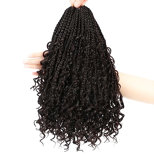 8 Packs Bob Crochet Braids Hair with Curly Ends 14 Inch Crochet Box Braids Pre-Looped Crochet Braiding Hair for Women Goddess Boho Box Braid Hair Extensions (4#) von Firstcyh Hair