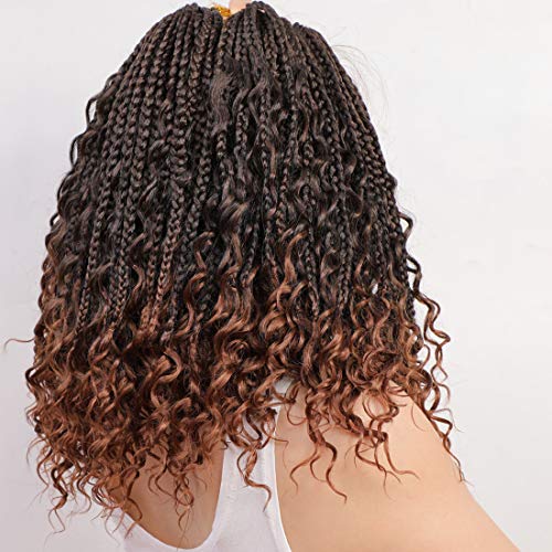 8 Packs Bob Crochet Braids Hair with Curly Ends 12 Inch Crochet Box Braids Pre-Looped Crochet Braiding Hair for Women Goddess Boho Box Braid Hair Extensions (1B/30) von Firstcyh Hair