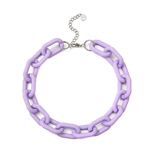 Firstmeet Chunky Acryl Schildpatt Oval Link Chain Choker Halskette für Damen Herren Acryl Kein Edelstein von Firstmeet