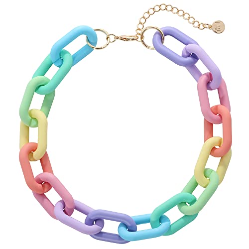 Firstmeet Chunky Acryl Schildpatt Oval Link Chain Choker Halskette für Damen Herren Acryl Kein Edelstein von Firstmeet