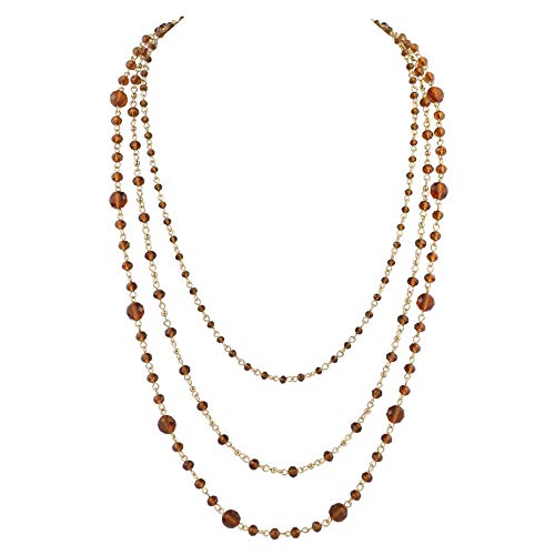 Firstmeet Lange Kette mehrschichtige modische Glasperlen handgefertigte Halskette für Frauen, Glas, Kein Edelstein Firstmeet Lange Kette mehrschichtige modische Glasperlen handgefertigte Halskette für Frauen, Glas, Kein Edelstein von Firstmeet