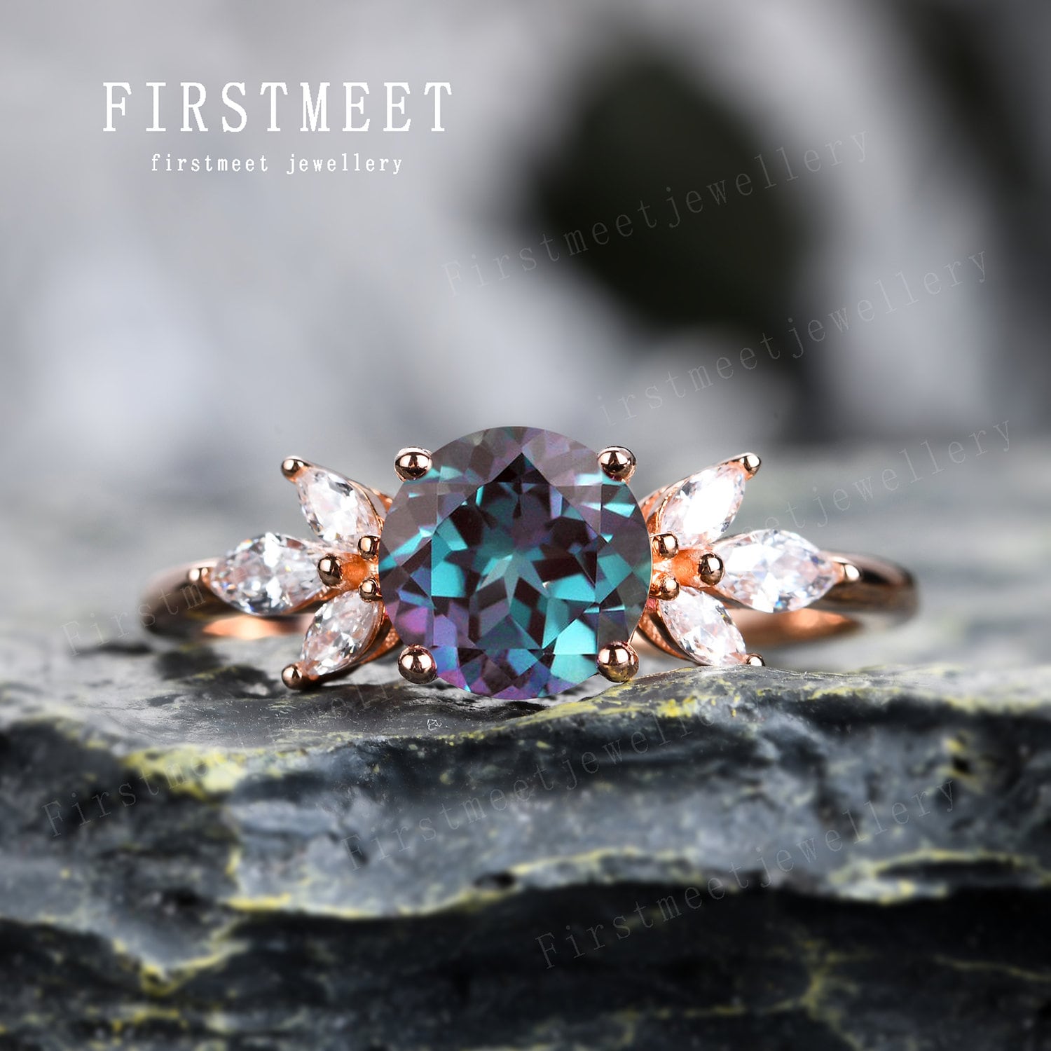 Einzigartiger Alexandrit Versprechensring Vintage Roségold Verlobungsring Für Frau Diamant Marquise Hochzeit Braut Jahrestag Ring Geschenke Sie von Firstmeetjewellery