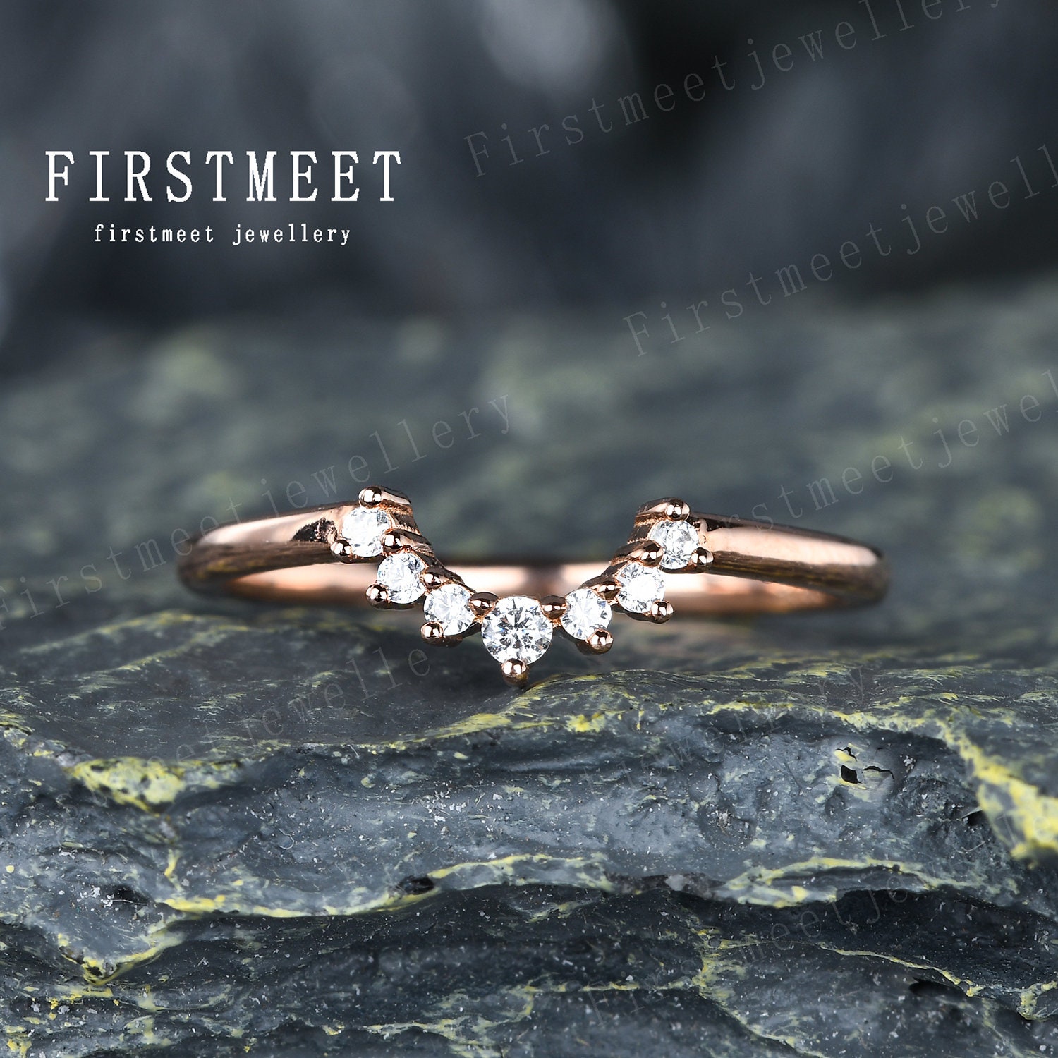 Krone Hochzeitsring Diamant Hochzeitsband Stapeln Nesting Band 14K Solid Gold Jubiläum Ring Moissanit Geschenk Für Sie von Firstmeetjewellery