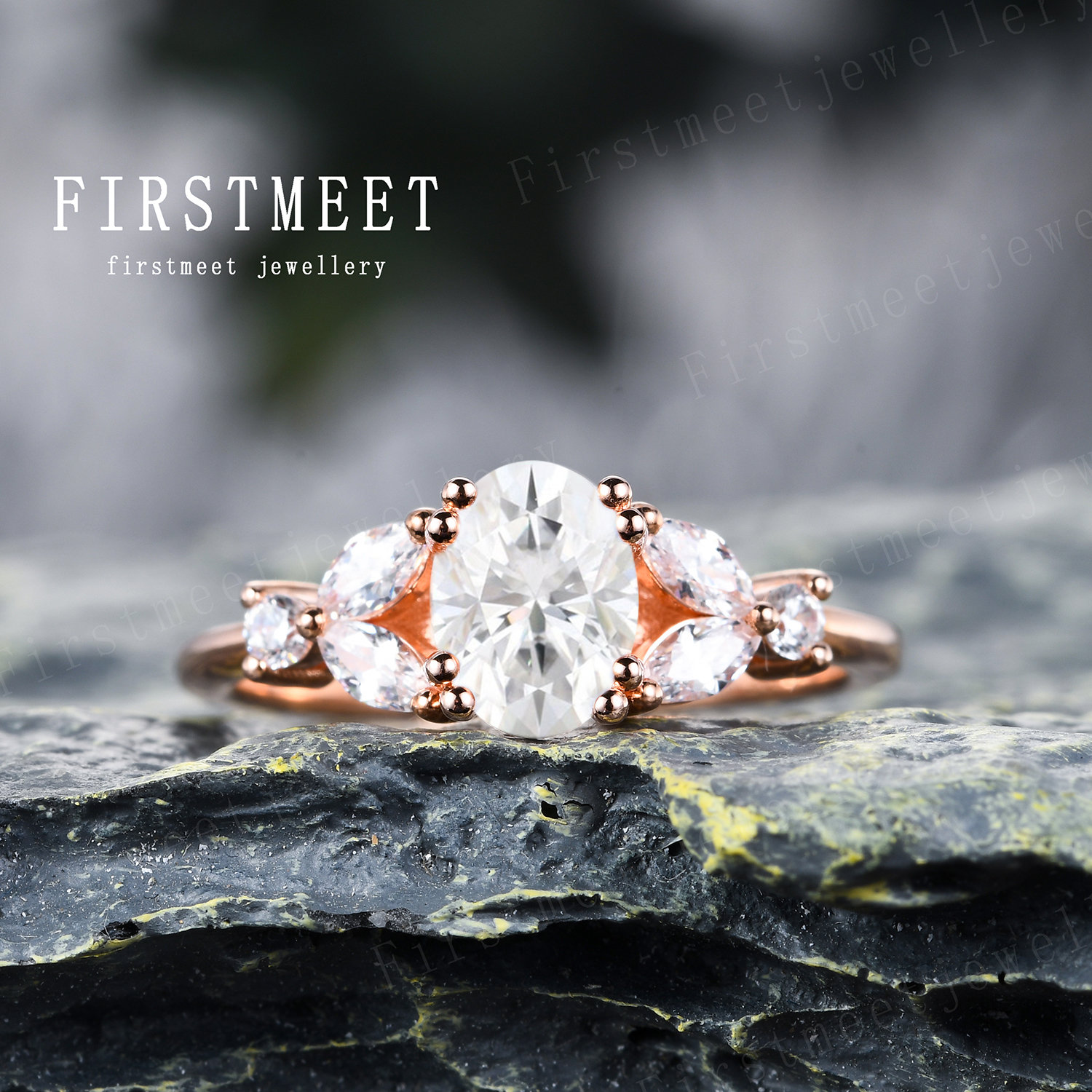 Moissanit Versprechen Ring Für Frau Verlobungsring Roségold Unikat Oval Cut Diamant Brautring Schmuck von Firstmeetjewellery