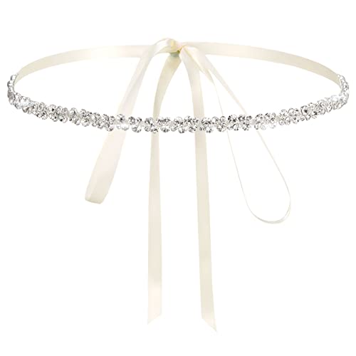 Firtink Strass-Gürtel, Hochzeitskleid, Gürtel für Damen, Diamant-Gürtel, Kristall-Brautgürtel, Hochzeitskleid, Gürtel für Braut, silberfarbene Perlen, glitzernder Taillengürtel für Braut, formelle von Firtink