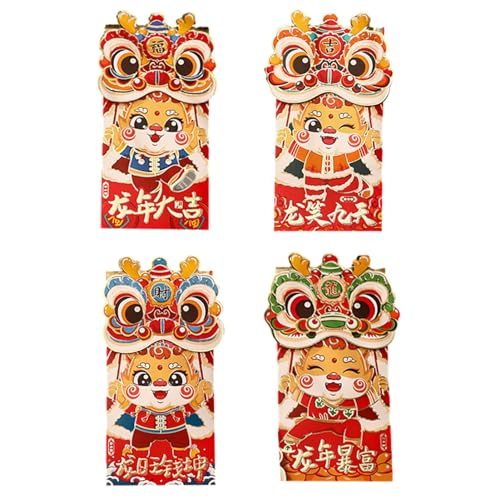 Chinesischer roter Umschlag - Rote Päckchen Glücksgeld-Umschläge - 4 Stück Lucky Hong Bao mit Goldfolie für Frühlingsfest, Geburtstag, Hochzeit Firulab Chinesischer roter Umschlag - Rote Päckchen Glücksgeld-Umschläge - 4 Stück Lucky Hong Bao mit Goldfolie für Frühlingsfest, Geburtstag, Hochzeit Firulab von Firulab